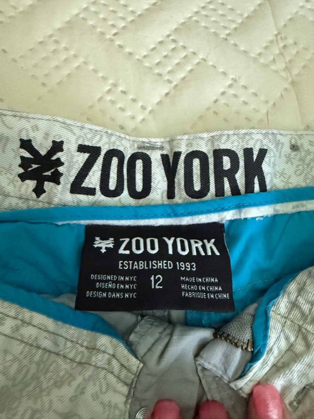 Zoo York Teal Lined Kids Shorts with Light Gray Outer
